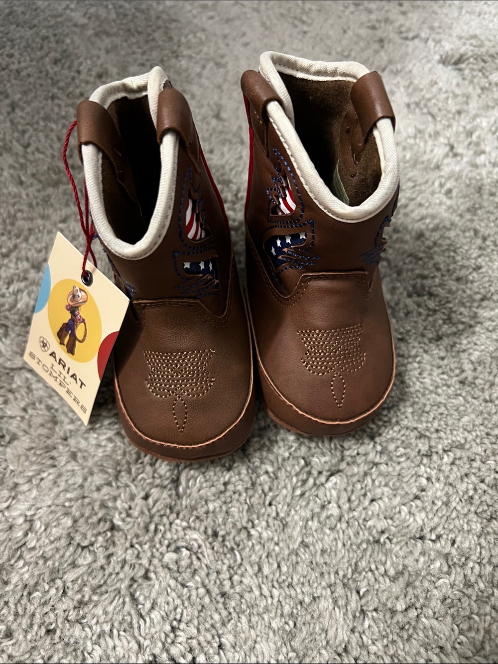 Ariat Brown Toddlers' Western Pull-On Boots with Flag Stitching